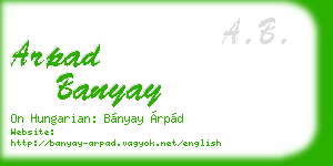 arpad banyay business card